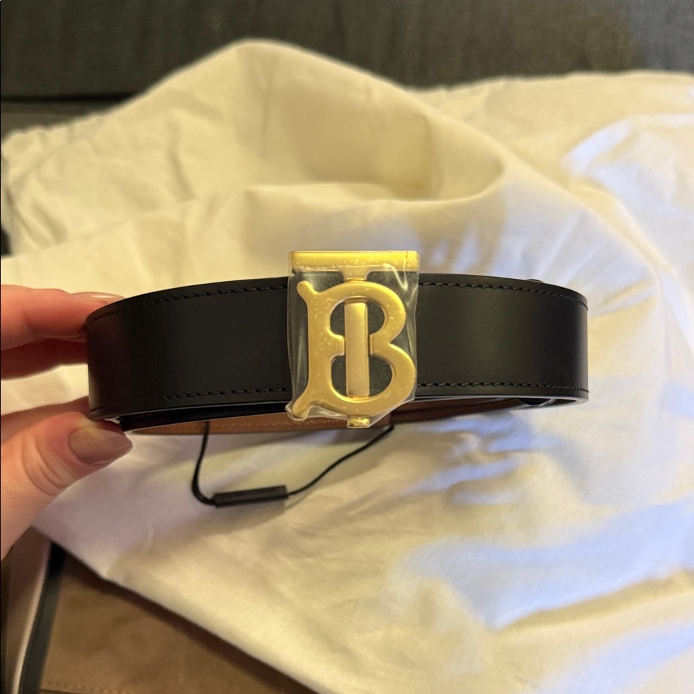 Burberry Black Belt with Gold Logo
